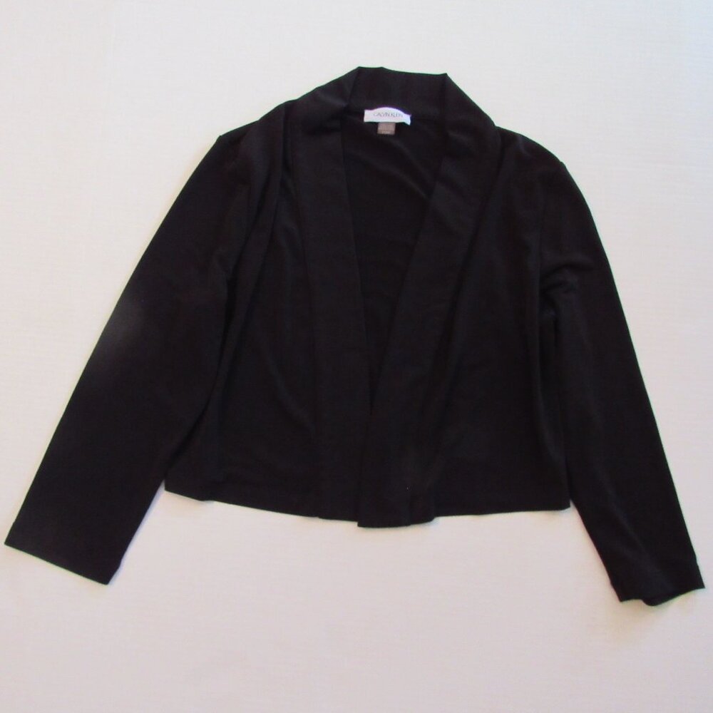 Women's Calvin Klein Black Open Swing Crop Shrug Sweater Size Small Petite